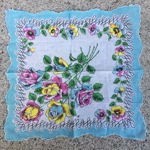 Vintage 1950’s *Spring Rose* Dainty Handkerchief